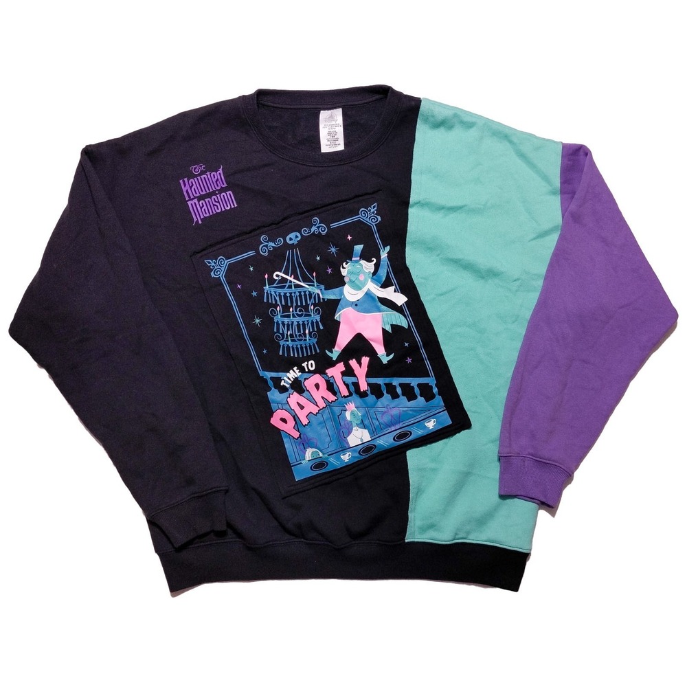 DISNEY PARKS Haunted Mansion Glow in the Dark Sweatshirt Time to Party‎ Medium M